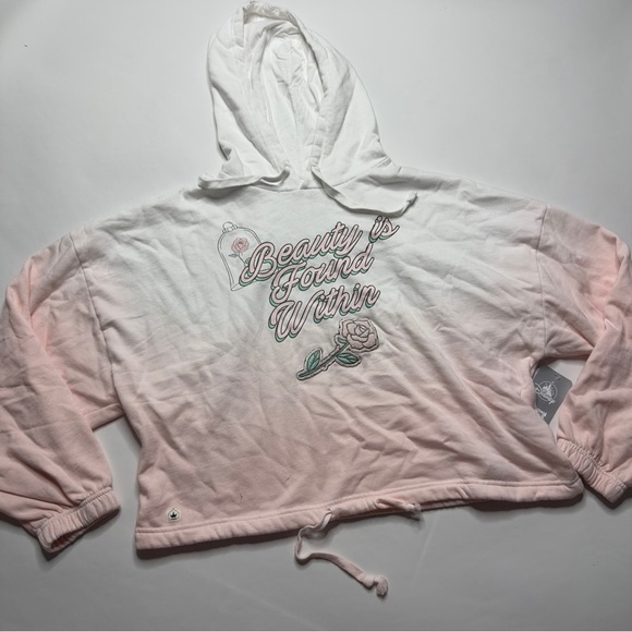 Beauty Is Found Within XL Women's Disney Crop Sweatshirt Ombre Belle Pink NEW - Picture 1 of 12